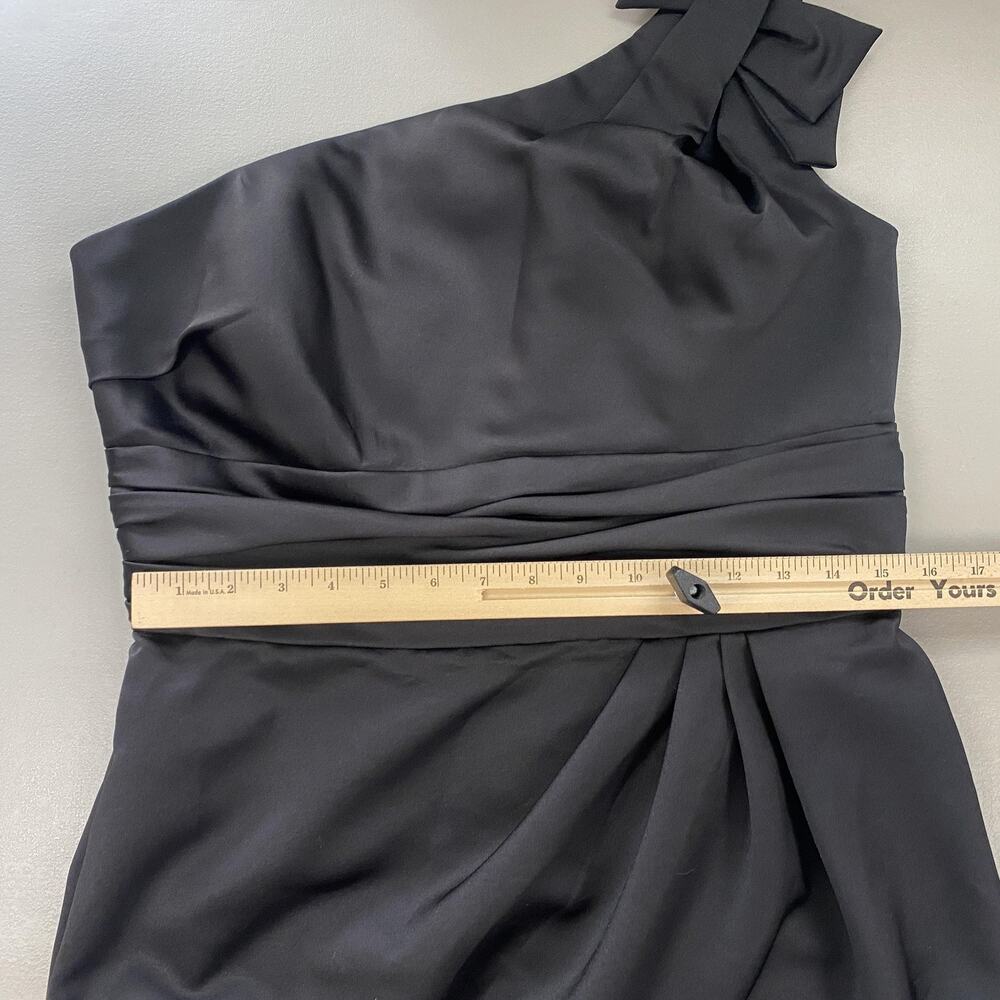 Davids Bridal Dress Women 14 Black Satin One Shoulder Bow Ruched Party LBD 84333 - Picture 8 of 13